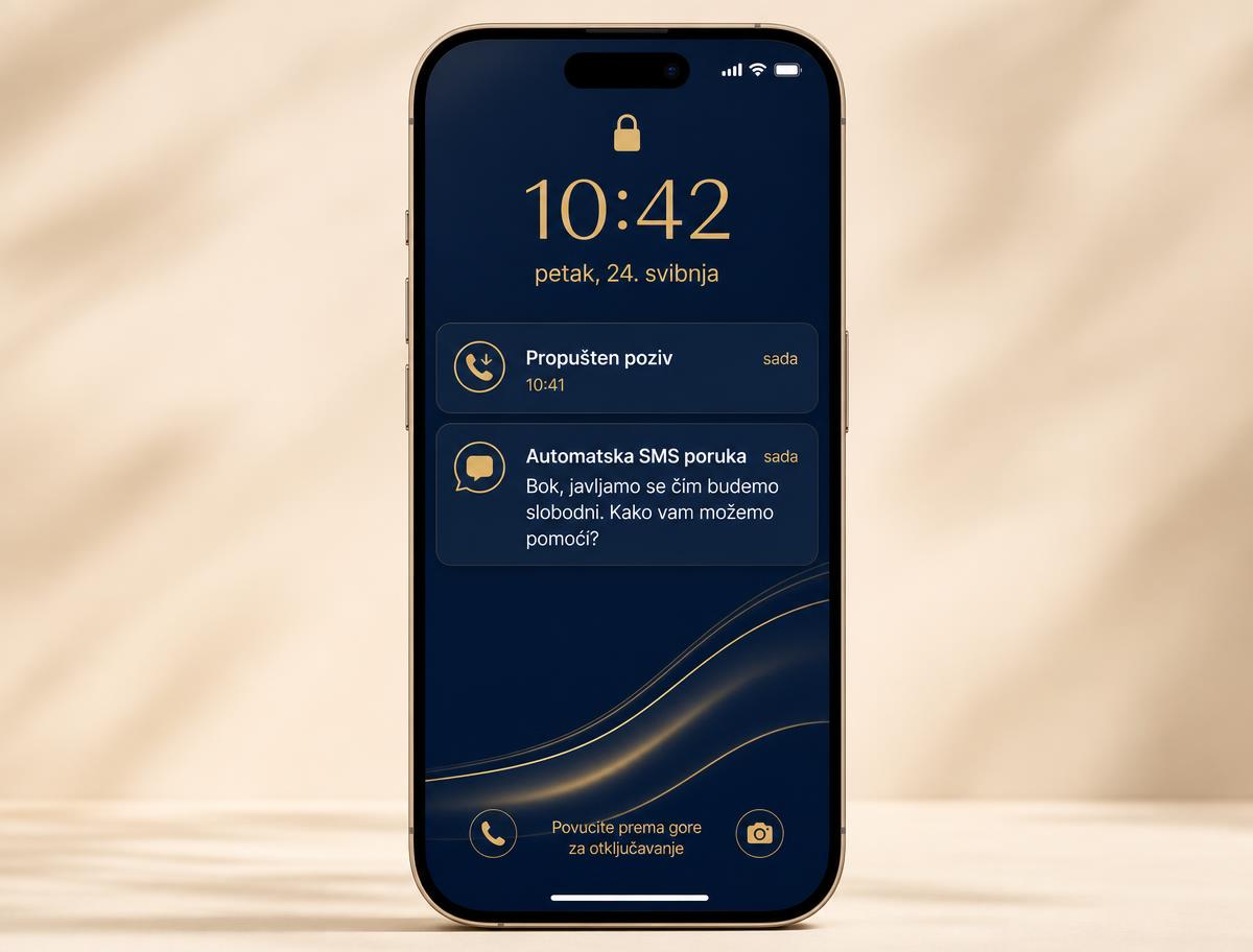 Prikaz na mobitelu: Automatski odgovor na propušten poziv